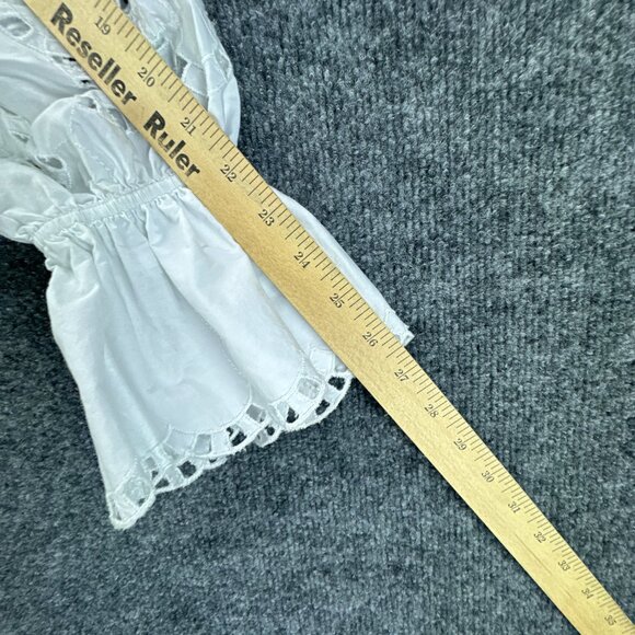 Anthropologie Maeve Top Womens Medium White Embroidered Eyelet Boho Chic‎ Fairy - Picture 11 of 11